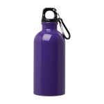 Gerecyclede RVS fles met karabijnhaak 400ml kleur paars tweede weergave voorkant