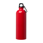 Gerecyclede RVS fles met karabijnhaak 750ml kleur rood tweede weergave voorkant