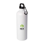 Gerecyclede RVS fles met karabijnhaak 750ml kleur wit weergave tampondruk