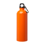 Gerecyclede RVS fles met karabijnhaak 750ml kleur oranje tweede weergave voorkant