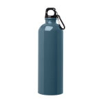 Gerecyclede RVS fles met karabijnhaak 750ml kleur cyaan blauw tweede weergave voorkant