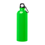 Gerecyclede RVS fles met karabijnhaak 750ml kleur neon groen tweede weergave voorkant