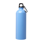 Gerecyclede RVS fles met karabijnhaak 750ml kleur pastel blauw tweede weergave voorkant