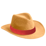 Papieren strohoed met bedrukbare band in diverse kleuren om te personaliseren kleur rood eerste weergave