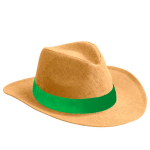 Papieren strohoed met bedrukbare band in diverse kleuren om te personaliseren kleur groen eerste weergave