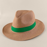 Papieren strohoed met bedrukbare band in diverse kleuren om te personaliseren kleur groen tweede weergave