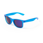 Zonnebril met transparant gekleurde monturen en spiegelglazen kleur blauw  negende weergave
