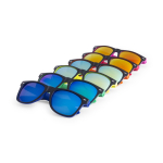 Zonnebril met tweekleurig montuur en spiegelglazen kleur blauw  negende weergave