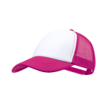 Truckerpet van polyester met 5 panelen en verstelbare sluiting kleur fuchsia  negende weergave