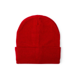 Gebreide muts met omgeslagen rand om te personaliseren kleur rood  negende weergave