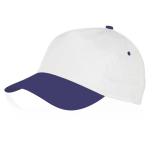 Pet van katoen met 5 panelen en klittenbandsluiting, in diverse kleuren kleur wit/blauw