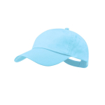 Pet van katoen met 5 panelen en klittenbandsluiting, in diverse kleuren kleur pastel blauw  negende weergave