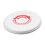 Ronde frisbee van gerecycled plastic met gespikkelde afwerking kleur wit weergave zeefdruk