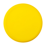 Ronde frisbee van gerecycled plastic met gespikkelde afwerking kleur geel tweede weergave voorkant
