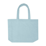Strandtote met soft-touch afwerking en groot hoofdvak kleur pastel blauw tweede weergave voorkant