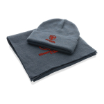 Acryl sjaal van Polylana® met een elegante en verfijnde uitstraling kleur grijsachtig blauw weergave met logo