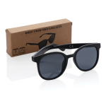 Retro zonnebril van tarwestrovezel met UV400-bescherming kleur zwart weergave met doos