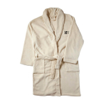 Fleece badjas met 2 voorzakken, one size kleur beige met jouw bedrukking