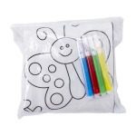 Kinderschort om in te kleuren met 4 stiften, 80 g/m² kleur wit tweede weergave