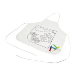 Kinderschort om in te kleuren met 4 stiften, 80 g/m² kleur wit derde weergave