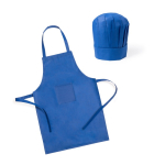 Kinderset bestaande uit schort en koksmuts van non-woven materiaal kleur blauw tweede weergave