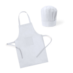 Kinderset bestaande uit schort en koksmuts van non-woven materiaal kleur wit  negende weergave