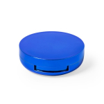 Ronde lippenbalsem met spiegel in een glanzend gekleurde behuizing kleur blauw tweede weergave