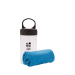 Microvezel handdoek met UV-bescherming en verkoelend effect kleur blauw met afdrukgebied