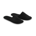 Hotelslippers met logobedrukking, gemaakt van polyester kleur zwart