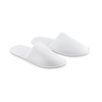 Hotelslippers met logobedrukking, gemaakt van polyester kleur wit