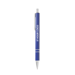 Personaliseerbare aluminium pen met modern design en blauwe inkt met afdrukgebied