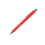 Aluminium balpen met comfortabele rubberafwerking en blauwe inkt kleur rood