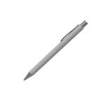 Aluminium balpen met comfortabele rubberafwerking en blauwe inkt kleur grijs