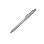 Aluminium balpen met comfortabele rubberafwerking en blauwe inkt kleur grijs