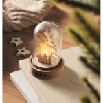 Kerstornament van hout in doorzichtige behuizing met LED-licht kleur hout sfeervolle hoofdweergave