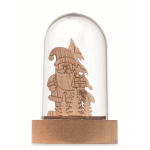 Kerstornament van hout in doorzichtige behuizing met LED-licht kleur hout vierde weergave