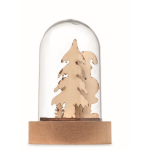Kerstornament van hout in doorzichtige behuizing met LED-licht kleur hout vijfde weergave
