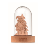 Kerstornament van hout in doorzichtige behuizing met LED-licht kleur hout weergave met bedrukking