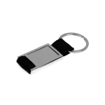 Metalen sleutelhanger met textiel band in eigentijds design kleur zwart