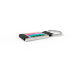 Metalen sleutelhanger met textiel band in eigentijds design kleur zwart