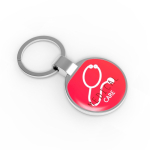 Verchroomde metalen sleutelhanger met glanzende afwerking