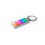 Rechthoekige metalen sleutelhanger met glanzende chroomafwerking kleur zilver
