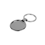 Rechthoekige metalen sleutelhanger met glanzende chroomafwerking