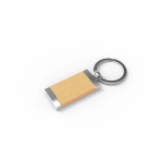Premium ecologische sleutelhanger van esdoornhout en metaal kleur zilver