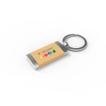Premium ecologische sleutelhanger van esdoornhout en metaal kleur zilver