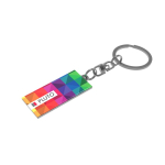 Rechthoekige metalen sleutelhanger full colour personaliseerbaar kleur zilver