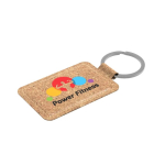 Duurzame kurken sleutelhanger met zachte touch en metalen ring kleur bruin