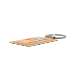 Duurzame kurken sleutelhanger met zachte touch en metalen ring kleur bruin