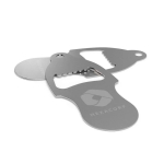 Metalen sleutelhanger flesopener met muntje voor winkelwagen kleur zilver