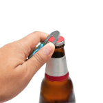 Compacte metalen flesopener voor aan je sleutelbos, snel en praktisch kleur zilver